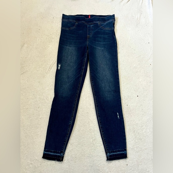 SPANX Medium Wash Semi-Distressed Pull-On Skinny Jean - Medium (30") - Picture 2 of 12